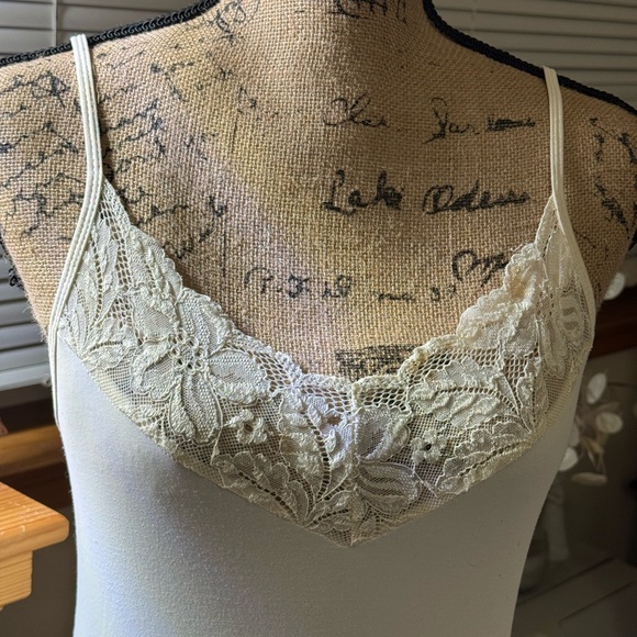 WHBM cream colored, lace lined nighty. Adjustable spaghetti straps. Size Small. - Picture 2 of 16